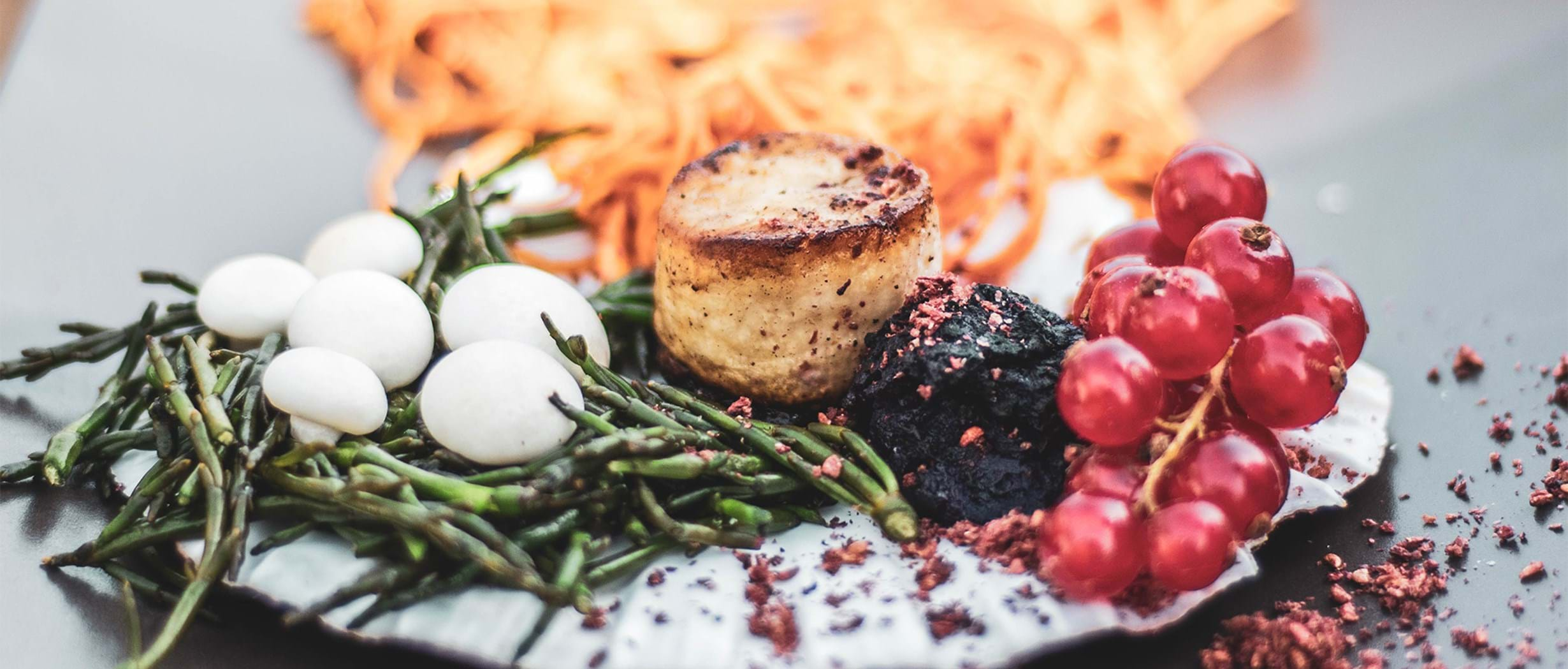 Eryngii Plateau with purple sweet mashed potatoes